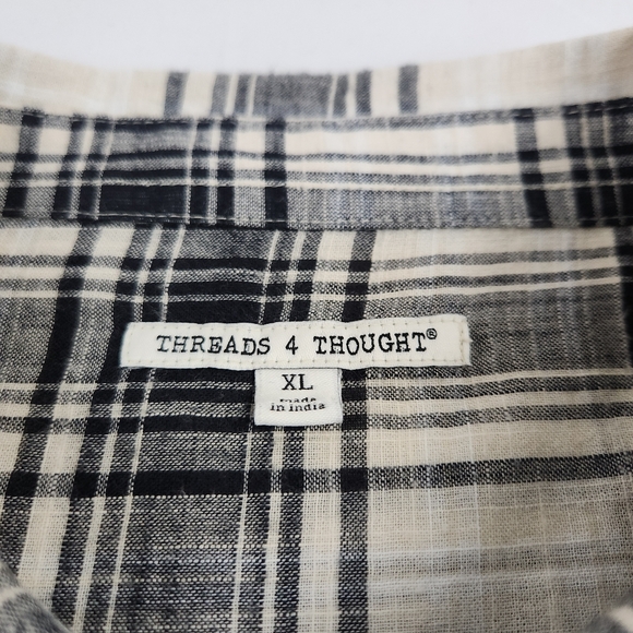 Threads 4 Thought Shirt Mens XL Multicolor Short Sleeve Button Up Plaid Organic - Picture 6 of 7